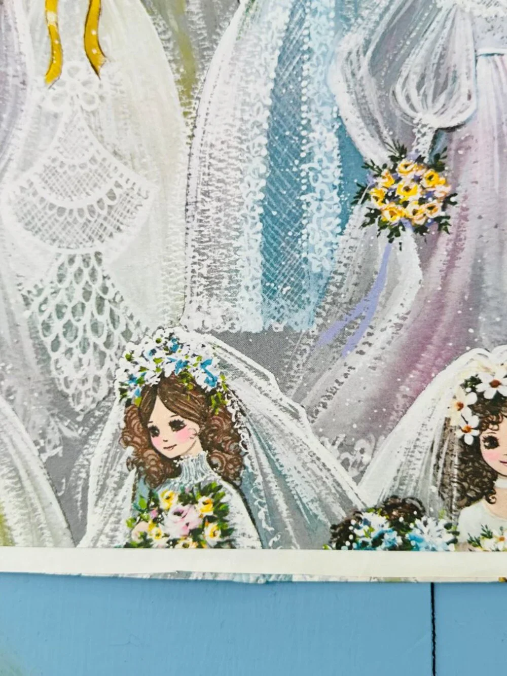 Vintage 1970s Bridal Wrapping Paper, Bridal Shower Decor,  Retro Bride Ephemera